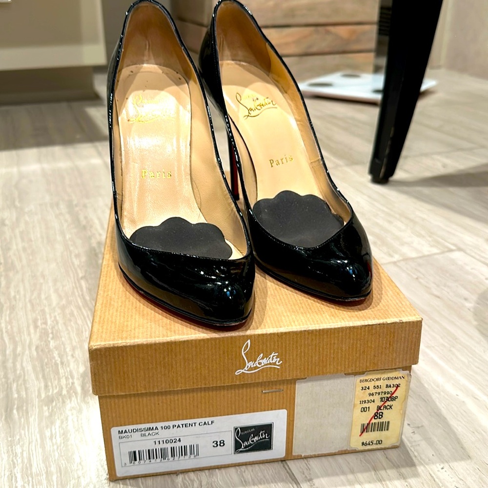 Louboutin maudissima 100 patent calf heels black size 38